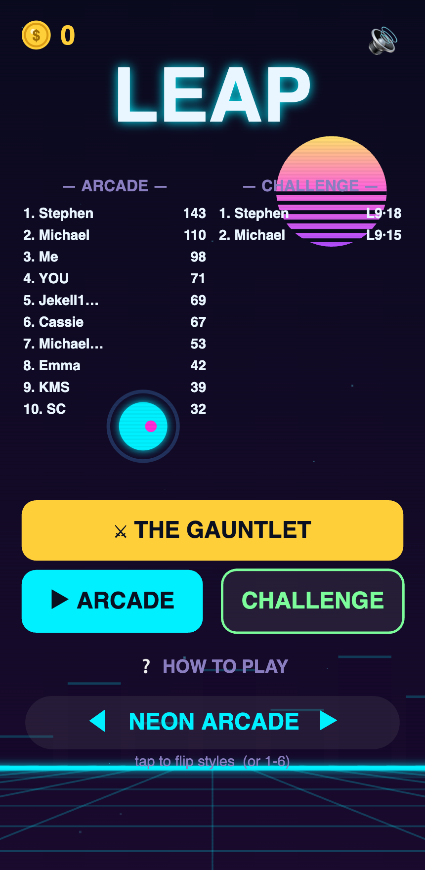 The menu once the modes multiplied